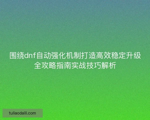 围绕dnf自动强化机制打造高效稳定升级全攻略指南实战技巧解析