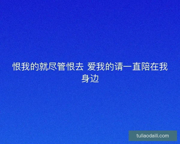 恨我的就尽管恨去 爱我的请一直陪在我身边